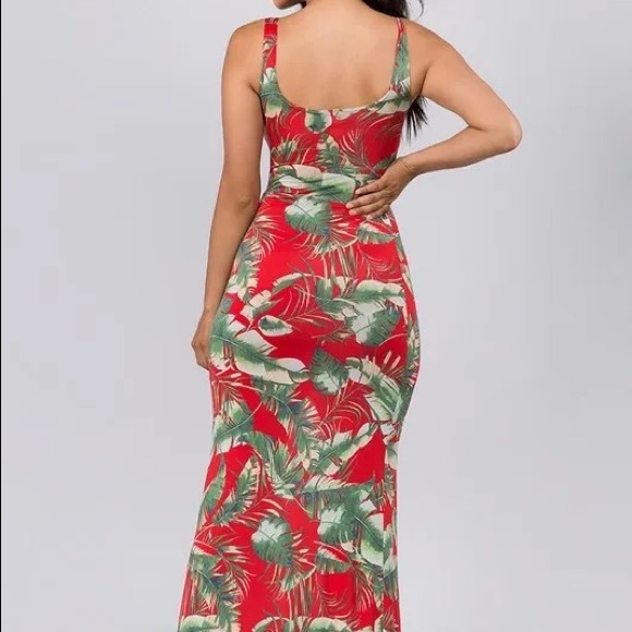 LEAF PRINT MAXI DRESS - Picture 2 of 3